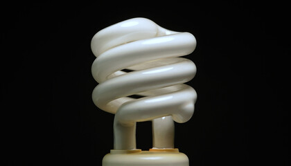 Fluorescent light bulb. Canada’s mercury bulb phase-out. Concept image representing environmental regulation, hazardous materials and lighting transition to safer LED bulb alternative use.