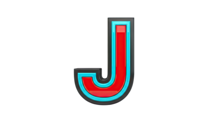 3D Letter J with Red, Cyan, and Black Layers