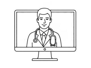 Doctor conducting online consultation isolated on transparent background