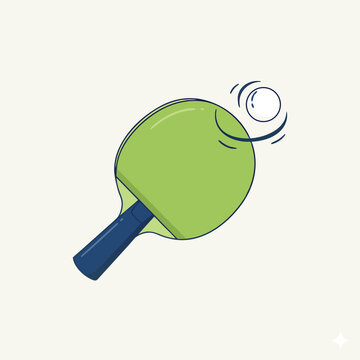Ping Pong Paddle and Ball Illustration.