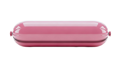 Pink Sausage Link on White Background