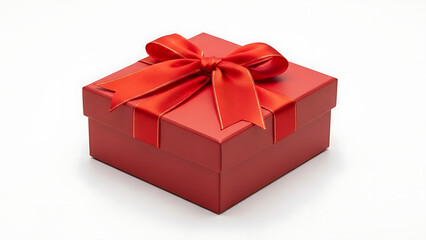 Fototapeta premium A red gift box with a bow on Valentine's Day to show love.