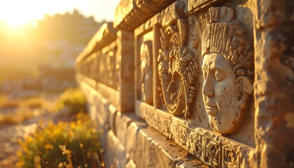 石壁に彫られた人物像が古代文化を今に伝える