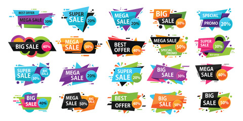 Obraz premium Collections of Super sale, Mega sale, Best offer tags design.