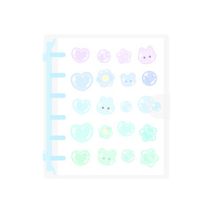平成レトロなぷっくり風の水色シール帳バインダー★png