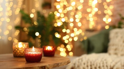 Warm candlelight glowing in a cozy indoor setting during evening hours