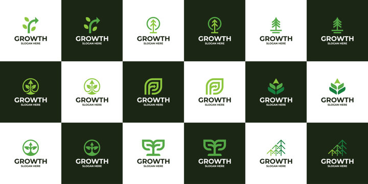 Set of Growth up logo design. Success financial management marketing logo design.
