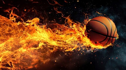 Fototapeta premium A striking image of a basketball engulfed in flames.