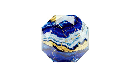 Geode-inspired faceted vase with gold kintsugi-like cracks