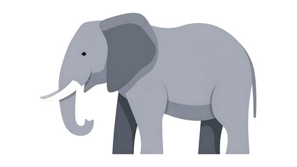 Fototapeta premium A gray elephant illustration with Whisk_ea277f493b3e751ac5241b59c406dddddr.png reference, showing a large mammal animal with trunk, tusk, and ears
