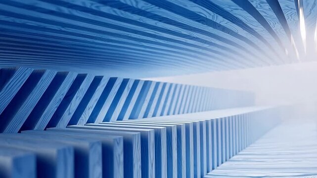 Blue geometric architectural structure