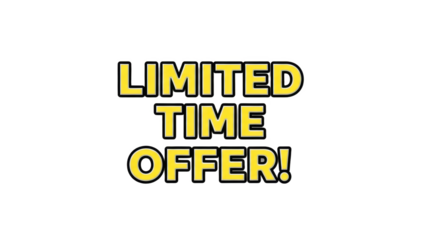 A bright yellow limited time offer sign on transparent background World cup 2026
