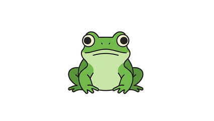 Obraz premium A cartoon frog is sitting on a transparent surface in a simple illustration style, Whisk concept, viewed from the front.