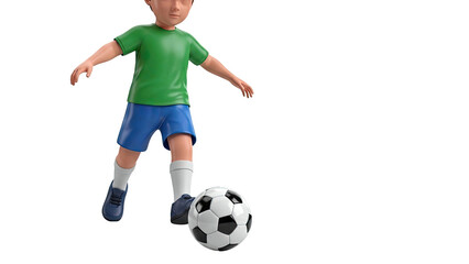 3D Render of a Young Boy Playing Soccer