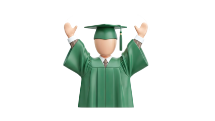 3D Graduation Icon with Raised Arms