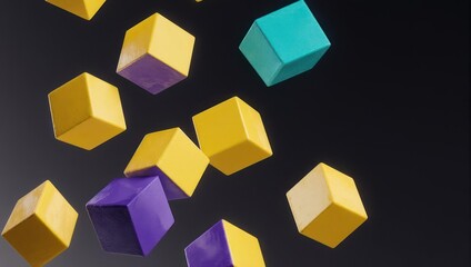 Colorful Cubes Floating in Mid-Air - A Playful Abstraction.