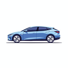 Fototapeta premium Vector Illustration of a Blue Electric Car