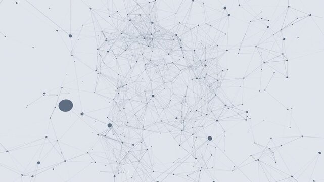 Procedural glass neural mesh with self-healing elastic motion. Force-directed graph nodes repel and return to equilibrium in a seamless loop. 4K UHD 3D visualization for tech and medical interfaces.