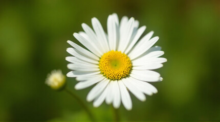 Fototapeta premium Dreamy close-up of a sun-drenched daisy in full bloom, radiating natural beauty and springtime freshness for heartwarming designs and cheerful projects