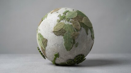 Motivation and Success: Fragile Leaf Surviving in Urban Concrete Landscape with fragrance, glow, concrete, cracked, background, cloud, business