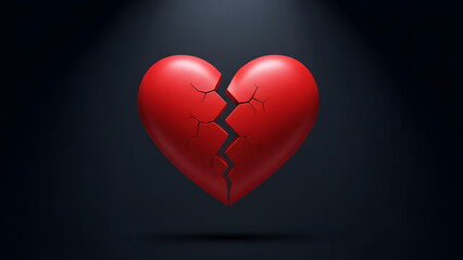 Broken Heart Symbol on Dark Background &ndash; Love and Heartbreak Concept