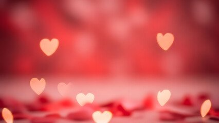 Romantic Valentine&rsquo;s Day Background with Red Heart Bokeh