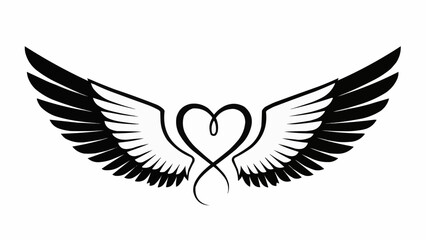 Obraz premium Heart with Angel Wings Symbol.