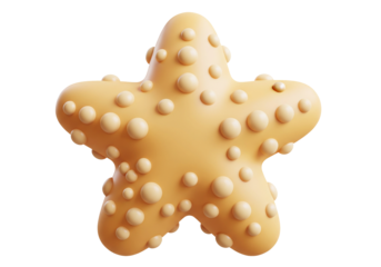 Isolated yellow starfish with raised bumps on a clean white background for marine themes
