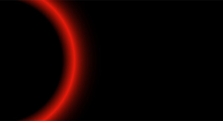 Abstract Red Curved Light Glow on Black Background with Copy Space