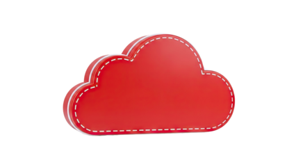 Red Cloud Shape with White Stitched Border