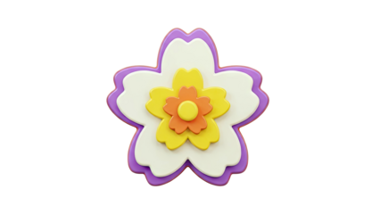 Layered Flower with Purple, Cream, Yellow, and Orange Petals