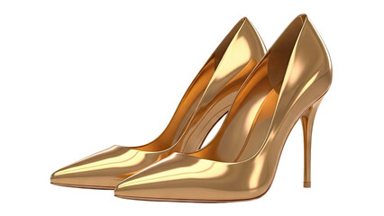 Pair of Golden High Heel Shoes