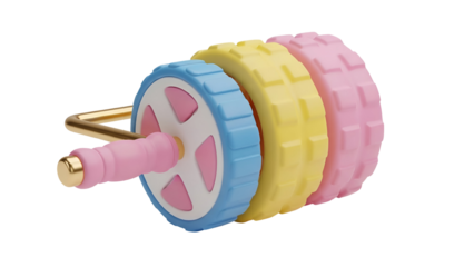 Colorful Abdominal Wheel with Pastel Tones and Gold Handle