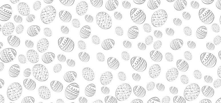 Vector illustration of  easter eggs line art pattern background.