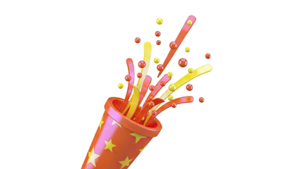 Party Popper Exploding with Confetti and Balls