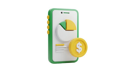 Smartphone with Financial Chart and Gold Coin, Mobile Finance App
