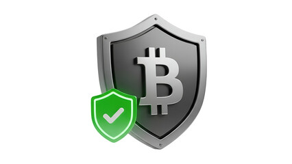 Obraz premium Secure Bitcoin Shield with Checkmark, Protection, and Verification