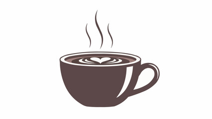 Steaming Cup of Coffee with Heart Latte Art.