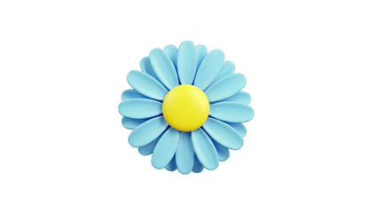 3D Blue Daisy Flower with Yellow Center