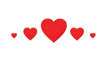Red hearts in different sizes on white background transparent background
