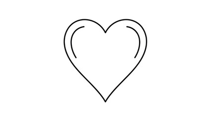 Simple heart shape outline icon in black color  love symbol transparent background