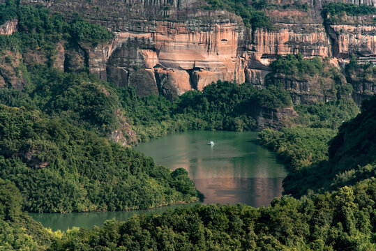 Scenic Danxia Mountain And Zhenjiang River Belt