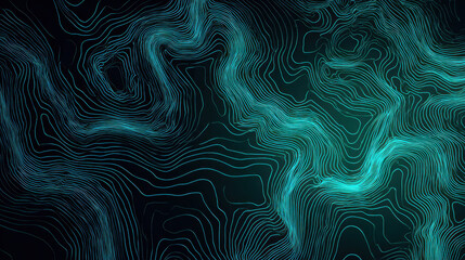 Abstract line pattern topographic map digital background gradient teal wavy contour modern design technology texture fluid line art dark backdrop neon glow Abstract line pattern topographic map