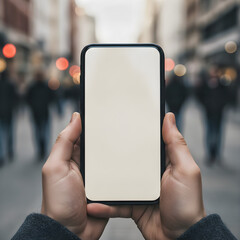 Smartphone Mockup on Busy Urban City Street