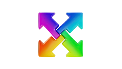 Four Colorful Arrows Pointing Inward