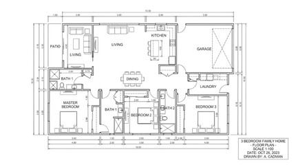 Detailed floor plan of a modern 3 bedroom family home