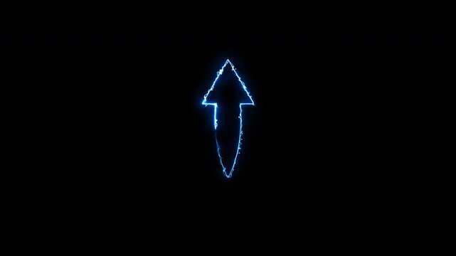 Squirrel glow arrow direction icon blue light color, up moving arrows 4k video