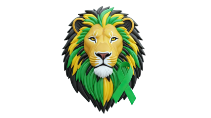 Jamaican Lion with Green Ribbon