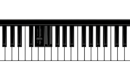 Fototapeta premium Black and white musical keyboard with sound adjustment slider on a white background