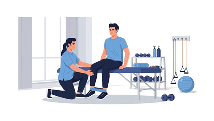Fototapeta premium Physical Therapist Assisting Male Patient.